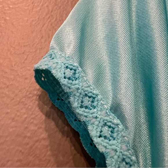 2 Piece Lorraine Vintage Lace Nightgown Robe Set One Size Aqua Teal Blue Green - Picture 7 of 16